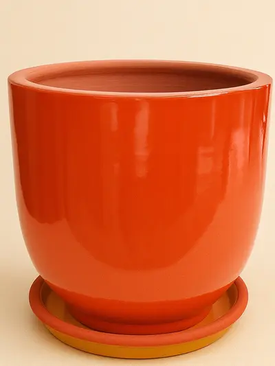 Turuncu Sırlı Saksı No 6 Ø35cm